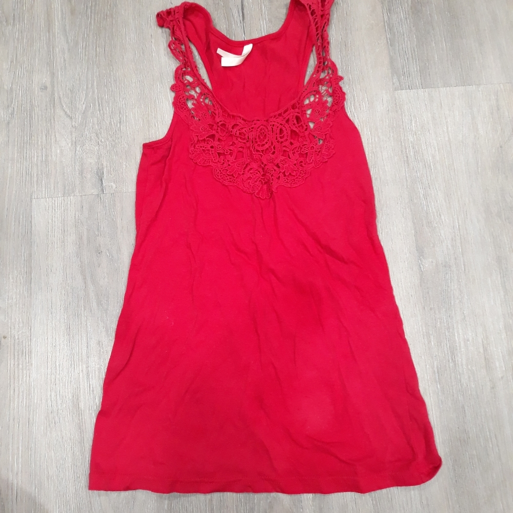 Colstory Women's Red Floral  Lace Tank Top Small